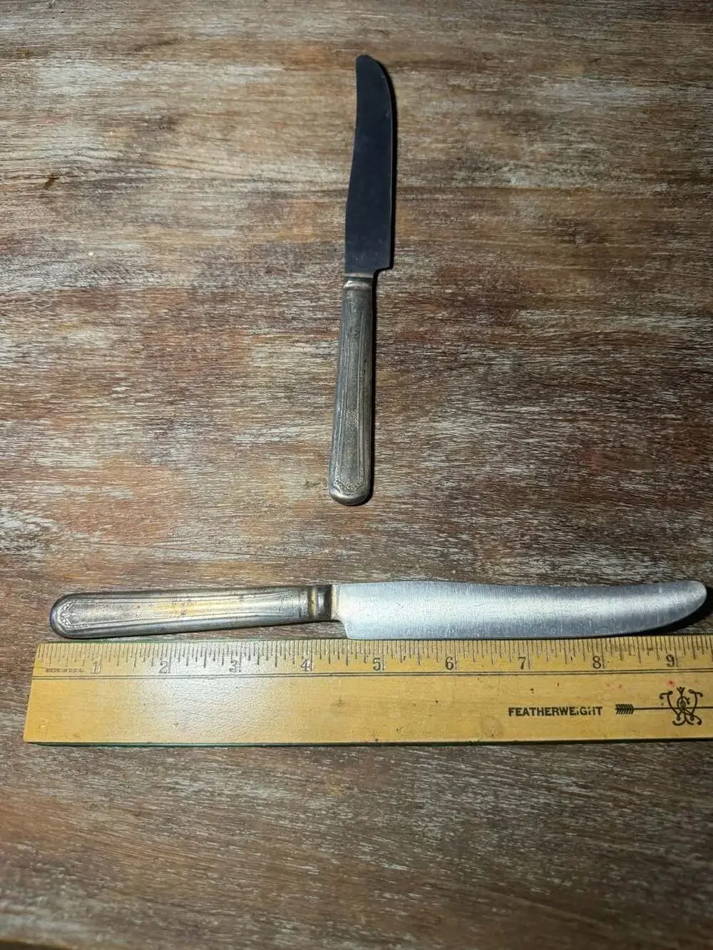 Vintage Silverplate Handle Dinner Knives with Stainless Steel Blades